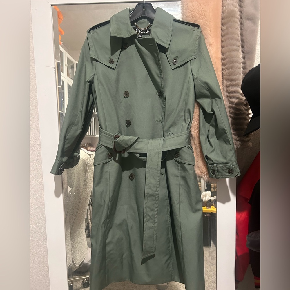J. Crew double breasted Women's Sage green button Trench Coat